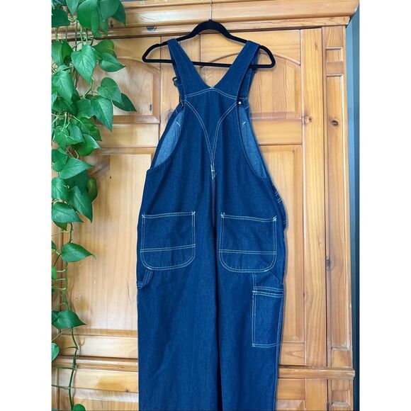 Vintage Roebucks Denim Overalls 38x34 – Classic Dark Wash Workwear Style - Picture 8 of 11